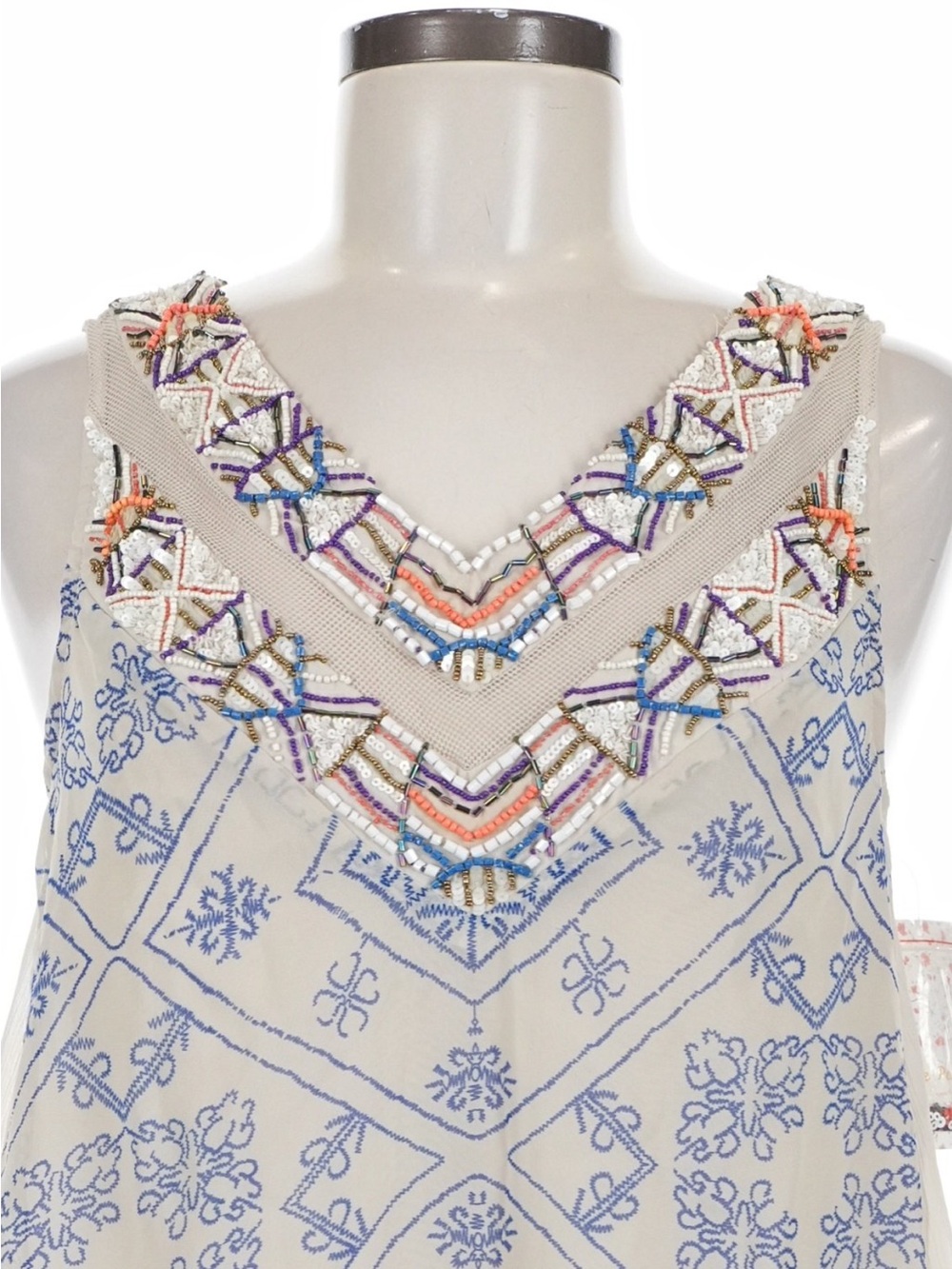 Free People Ancient Mystery Boho Beaded Midi Shift Dress• Small - Picture 9 of 11